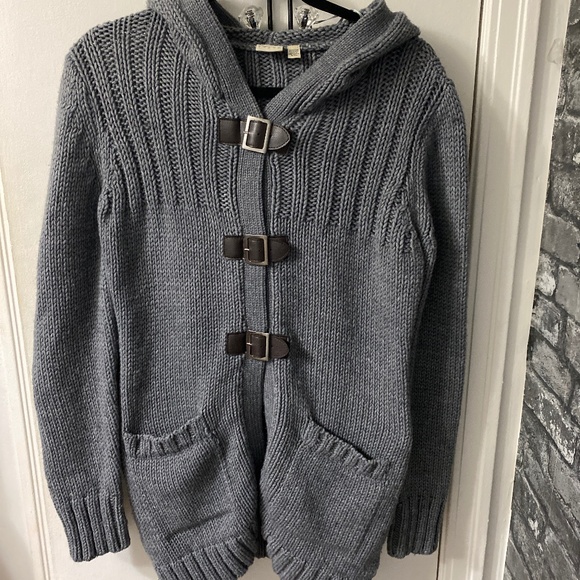 - Esprit wool knitted sweater cardigan with leather belts - Picture 1 of 5